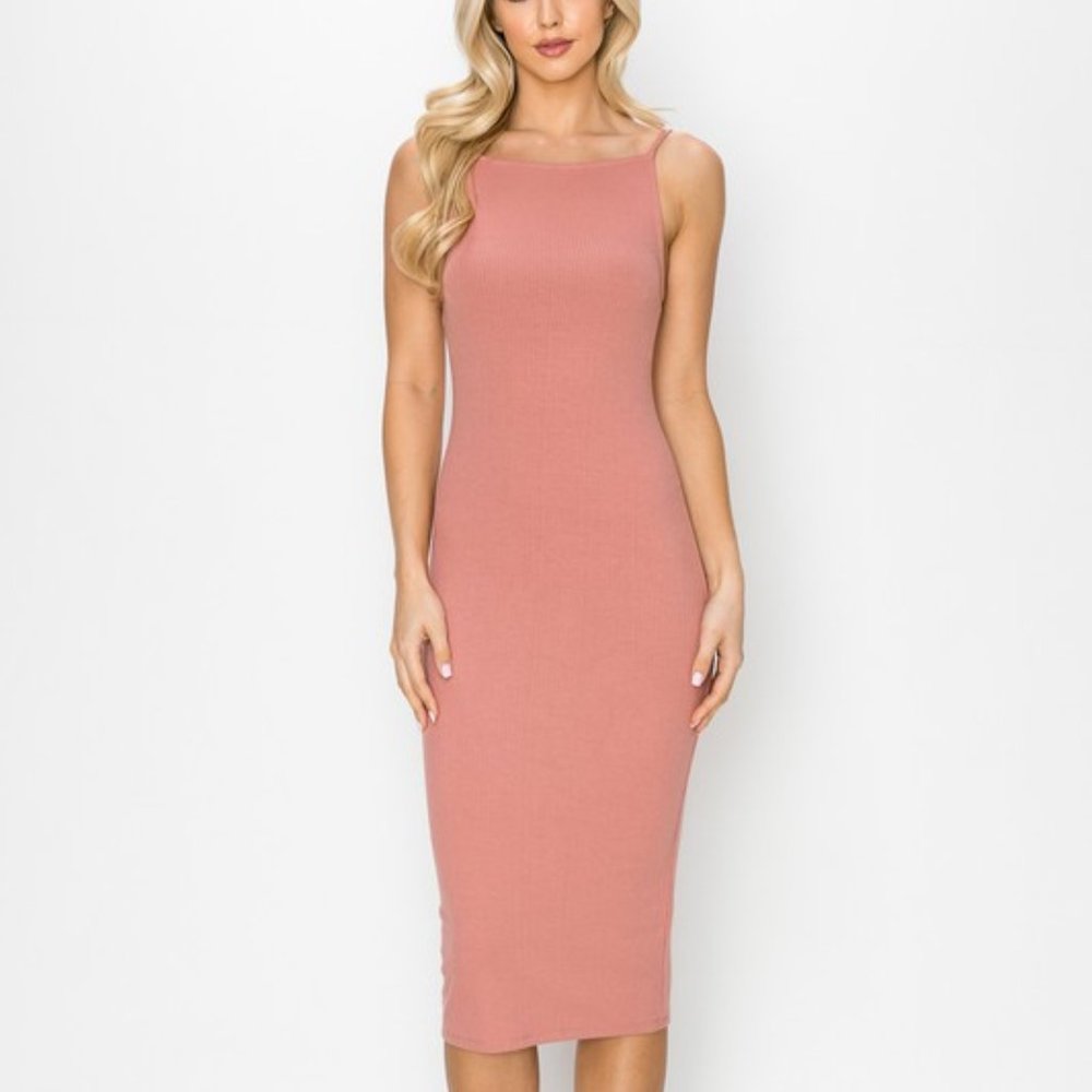 ROSE SCOOP BACK MIDI DRESS